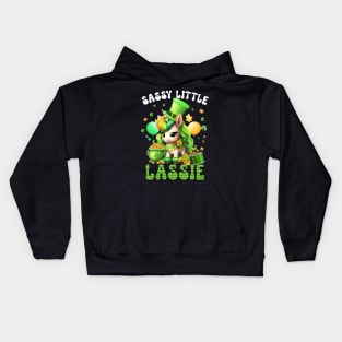 Sassy Little Lassie Cute Saint Pattys Girls Lepricorn St Patricks Day Unicorn Kids Hoodie